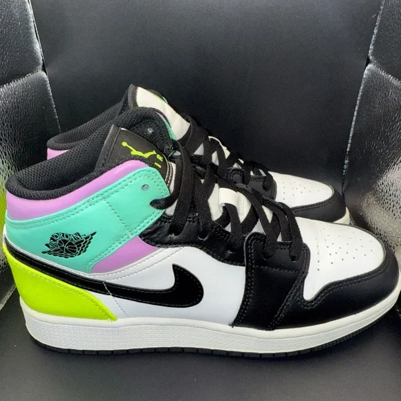 Jordan Kids Sneakers in Black, White, and Green - Picture 5 of 10